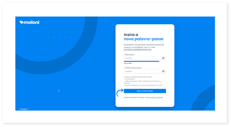 Como recuperar os meus dados de acesso no Moloni 6